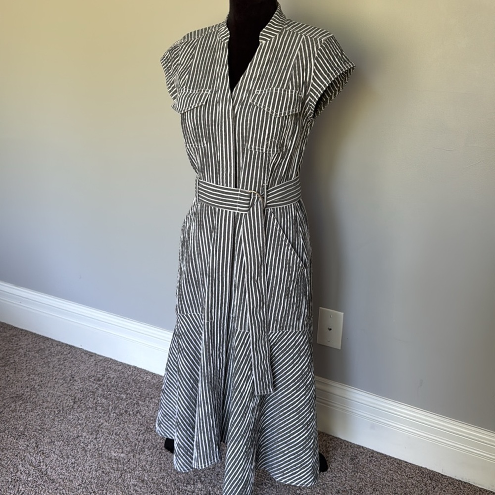 Sundress Stripe Seersucker Midi Dress